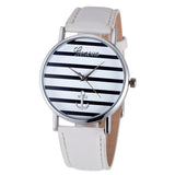 Women's  Striped Anchor  Leather Quartz Wrist Watch