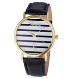 Women's  Striped Anchor  Leather Quartz Wrist Watch