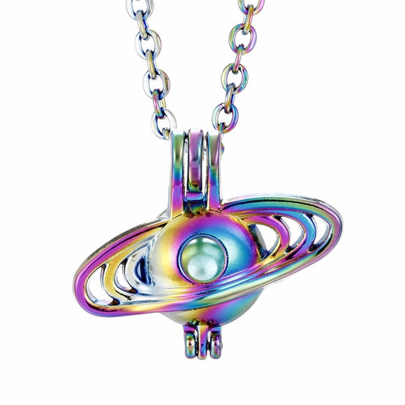 Rainbow Color Saturn Necklace