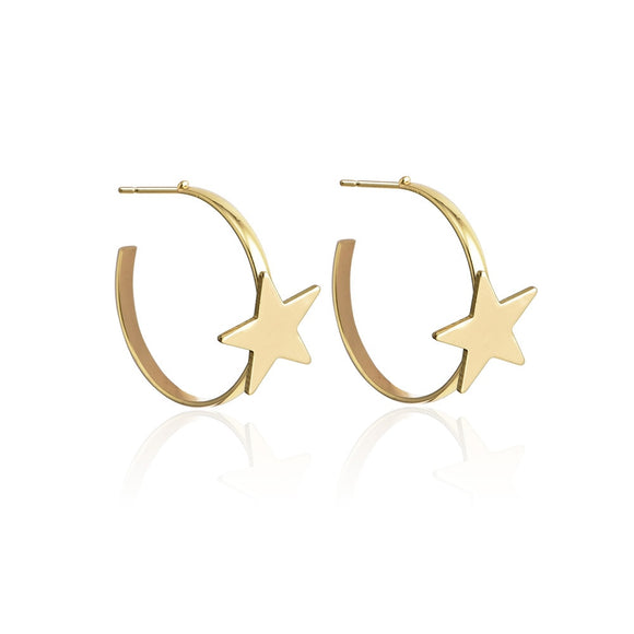 Popular Five-pointed Star Round Stud Earrings