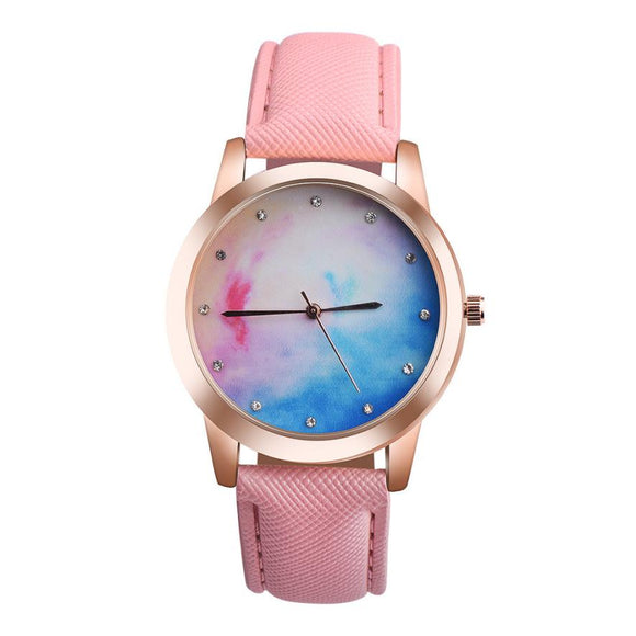 Rainbow Design Leather  Quartz Wrist Watch